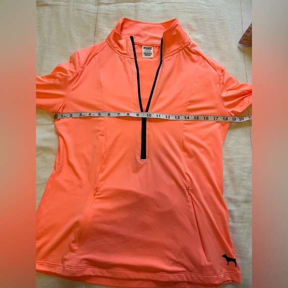 Victoria’s Secret Pink NWOT Quarter Zip Coral Salmon Long Sleeve Sweatshirt - Picture 10 of 10